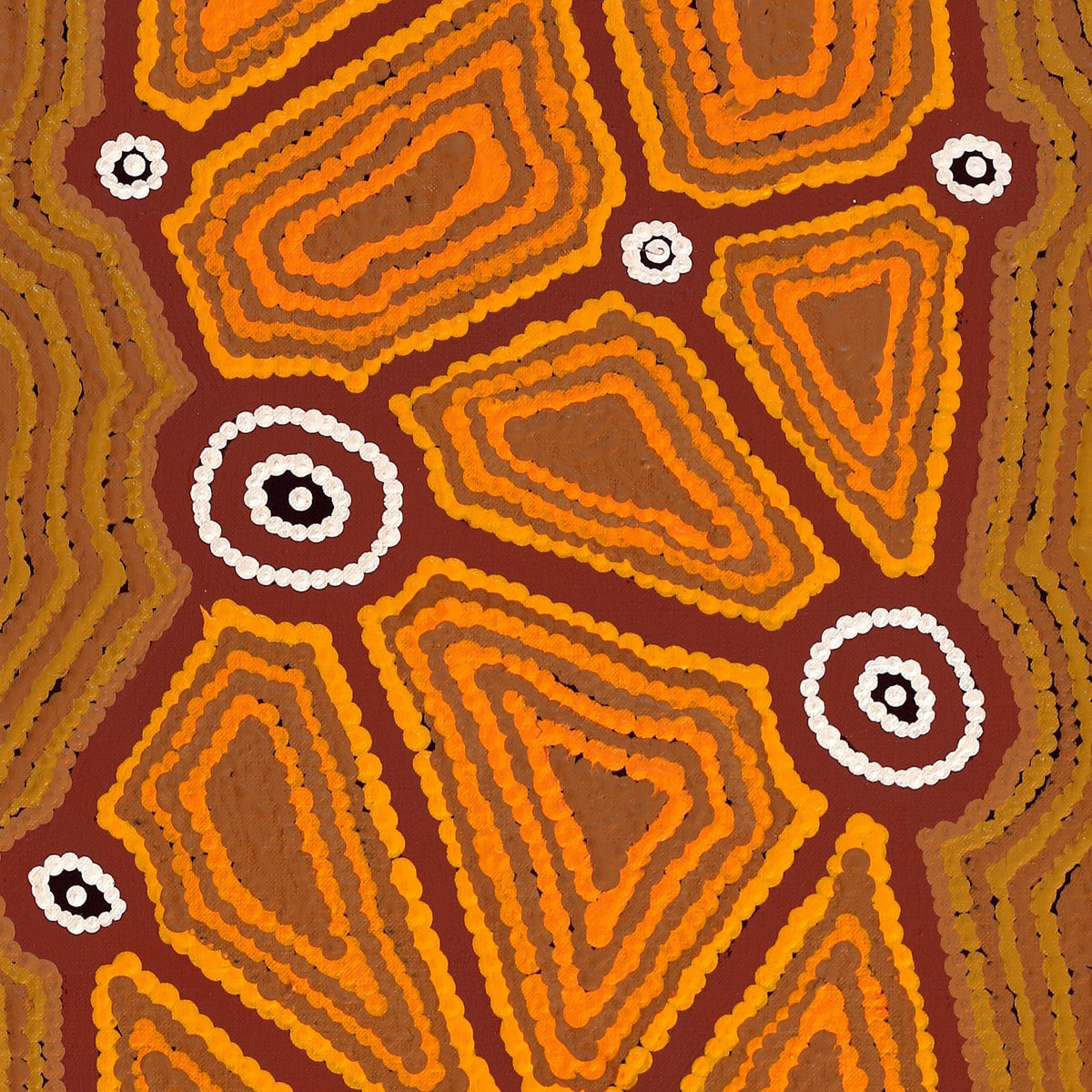 Aboriginal Art by Cynthia Nakamarra Wheeler, Yurrampi Jukurrpa (Honey Ant Dreaming), 91x30cm - ART ARK®