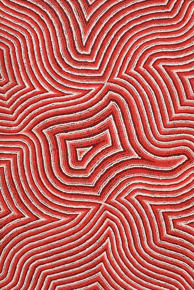 Aboriginal Artwork by Deanne Nakamarra White, Janmarda Jukurrpa (Bush Onion Dreaming), 91x61cm