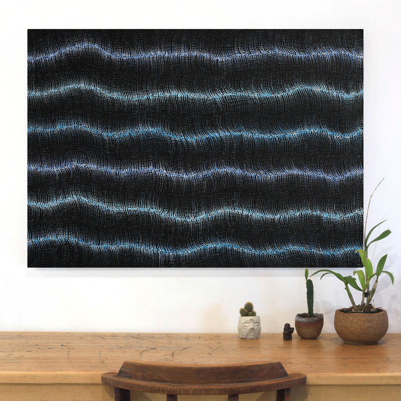 Aboriginal Artwork by Debbie Napaljarri Brown, Wanakiji Jukurrpa (Bush Tomato Dreaming), 107x76cm