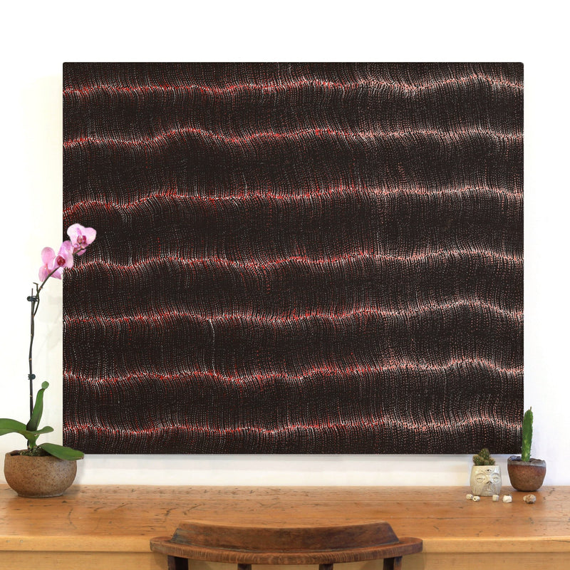 Aboriginal Artwork by Debbie Napaljarri Brown, Wanakiji Jukurrpa (Bush Tomato Dreaming), 107x91cm