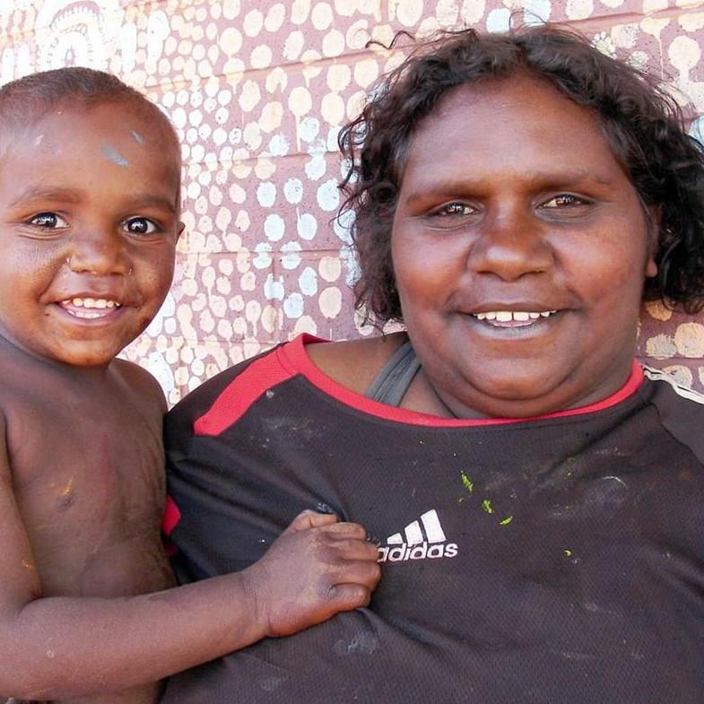 Aboriginal Artwork by Debbie Napaljarri Brown, Wanakiji Jukurrpa (Bush Tomato Dreaming), 122x30cm