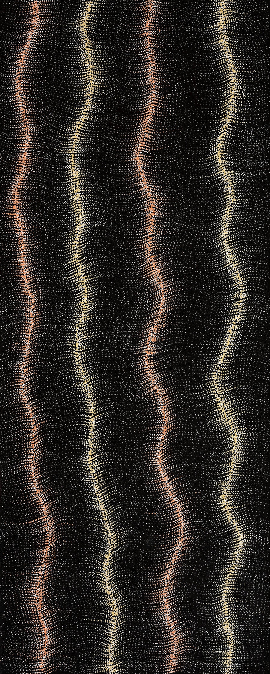 Aboriginal Artwork by Debbie Napaljarri Brown, Wanakiji Jukurrpa (Bush Tomato Dreaming), 152x61cm