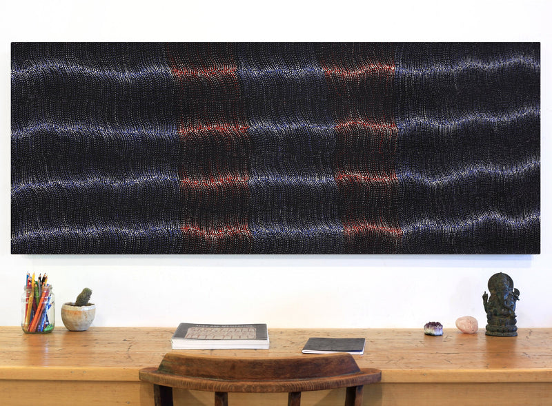 Aboriginal Artwork by Debbie Napaljarri Brown, Wanakiji Jukurrpa (Bush Tomato Dreaming), 152x61cm