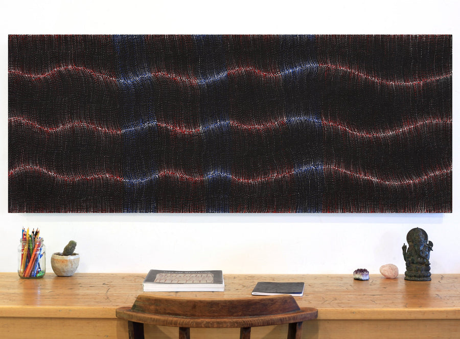 Aboriginal Artwork by Debbie Napaljarri Brown, Wanakiji Jukurrpa (Bush Tomato Dreaming), 152x61cm