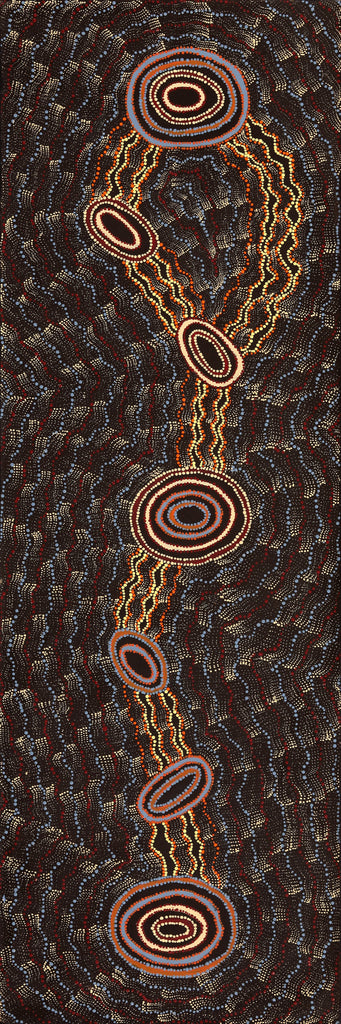 Aboriginal Artwork by Debbie Napaljarri Brown, Wanakiji Jukurrpa (Bush Tomato Dreaming), 183x61cm - ART ARK®