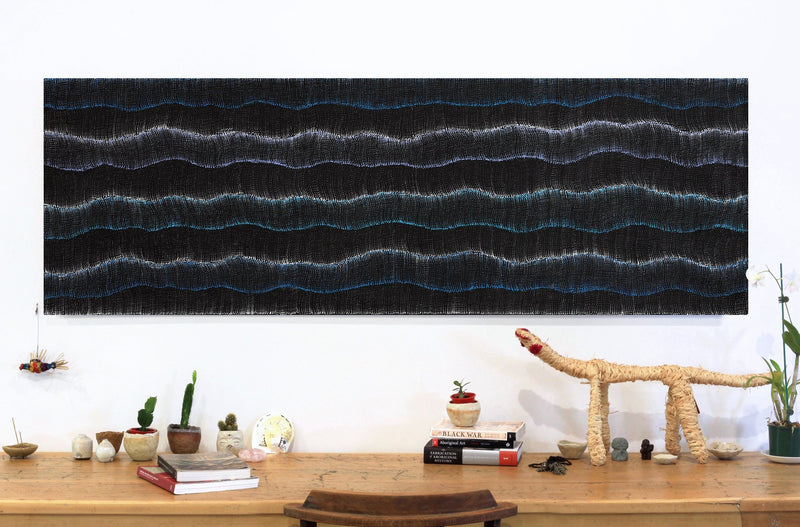 Aboriginal Artwork by Debbie Napaljarri Brown, Wanakiji Jukurrpa (Bush Tomato Dreaming), 183x61cm