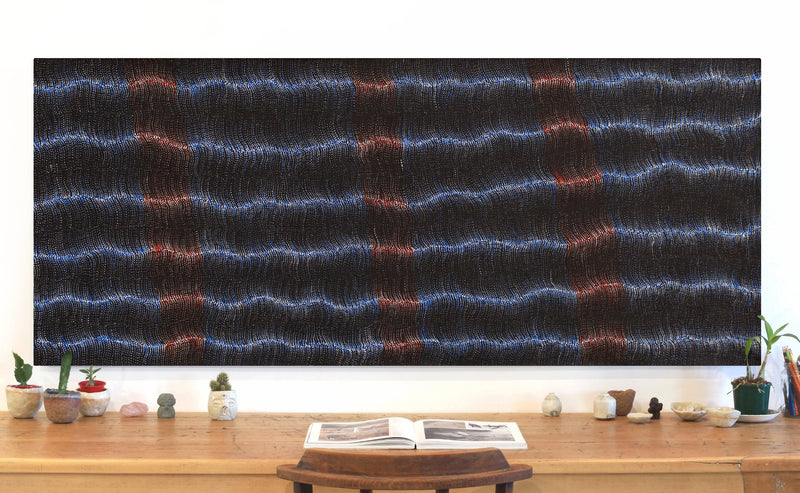 Aboriginal Artwork by Debbie Napaljarri Brown, Wanakiji Jukurrpa (Bush Tomato Dreaming), 183x76cm