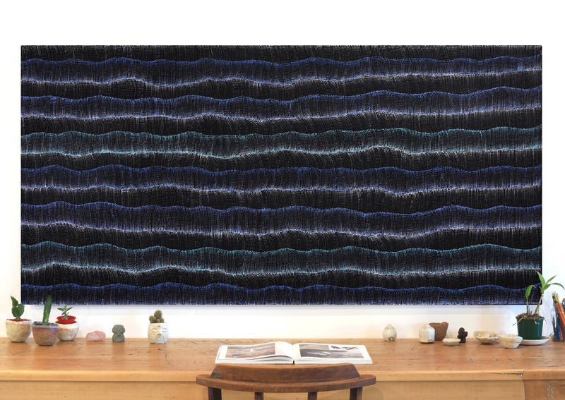 Aboriginal Artwork by Debbie Napaljarri Brown, Wanakiji Jukurrpa (Bush Tomato Dreaming), 183x91cm