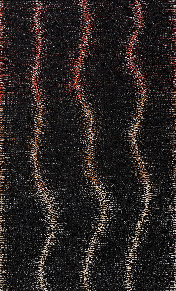 Aboriginal Artwork by Debbie Napaljarri Brown, Wanakiji Jukurrpa (Bush Tomato Dreaming), 76x46cm