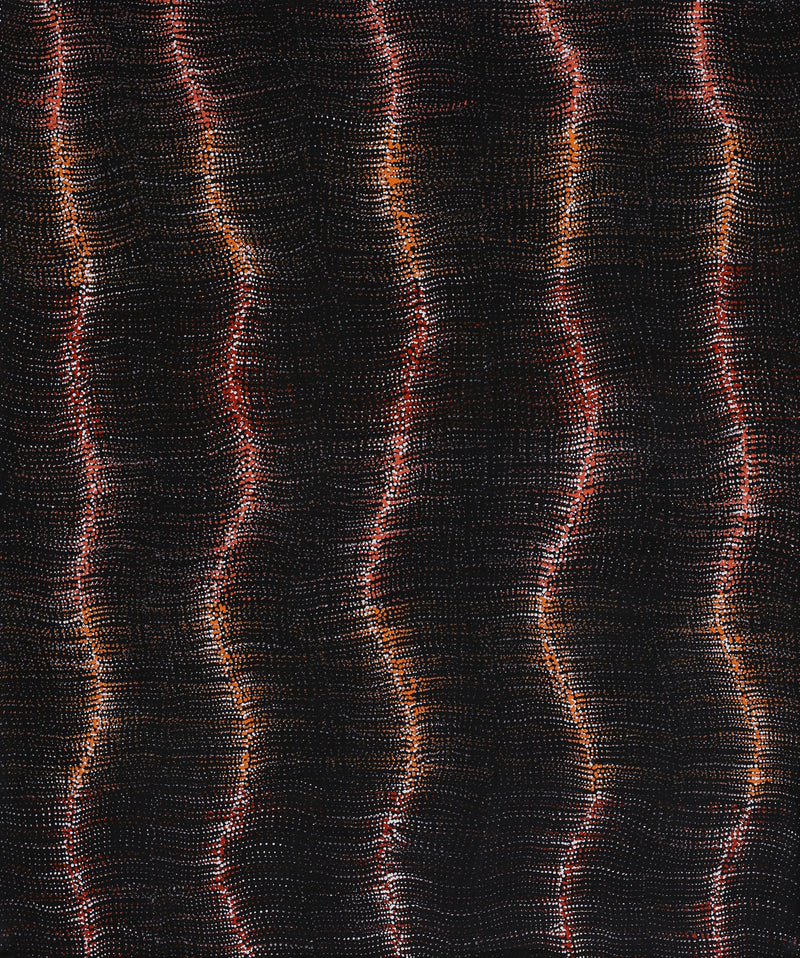 Aboriginal Artwork by Debbie Napaljarri Brown, Wanakiji Jukurrpa (Bush Tomato Dreaming), 91x76cm