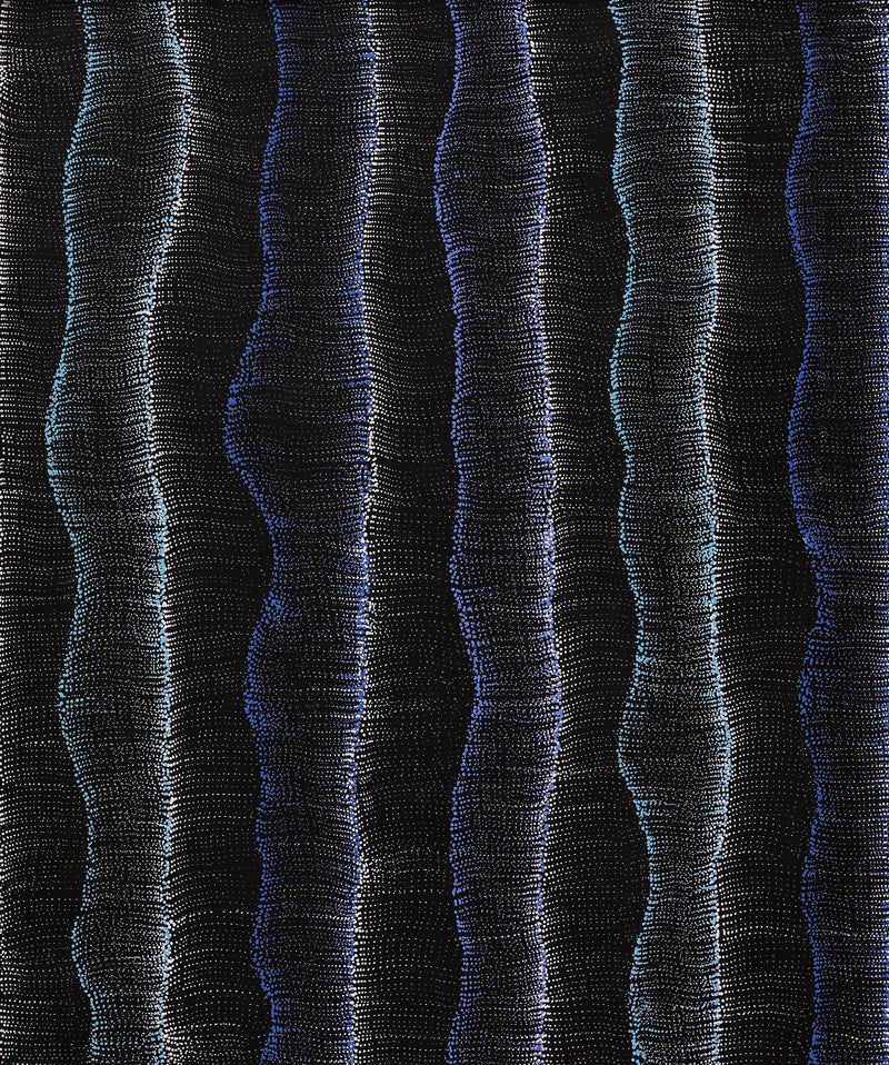 Aboriginal Artwork by Debbie Napaljarri Brown, Wanakiji Jukurrpa (Bush Tomato Dreaming), 91x76cm
