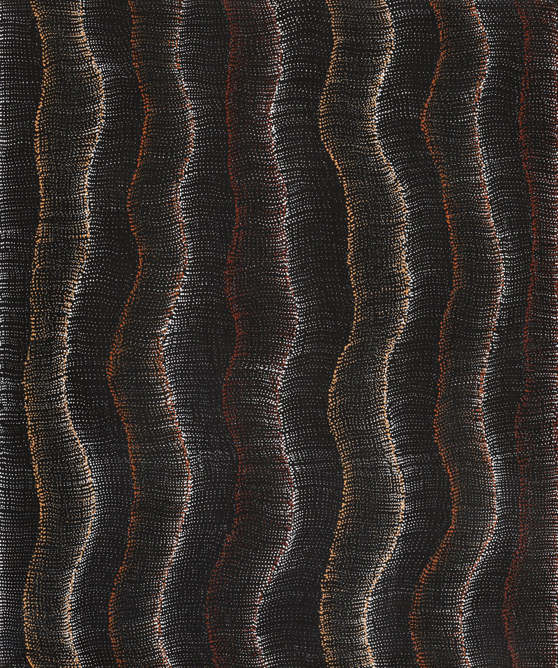 Aboriginal Artwork by Debbie Napaljarri Brown, Wanakiji Jukurrpa (Bush Tomato Dreaming), 91x76cm