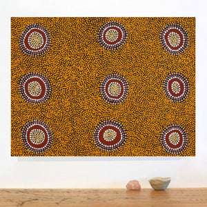 Aboriginal Artwork by Deborah Napangardi Williams, Wanakiji Jukurrpa (Bush Tomato Dreaming), 61x46cm - ART ARK®