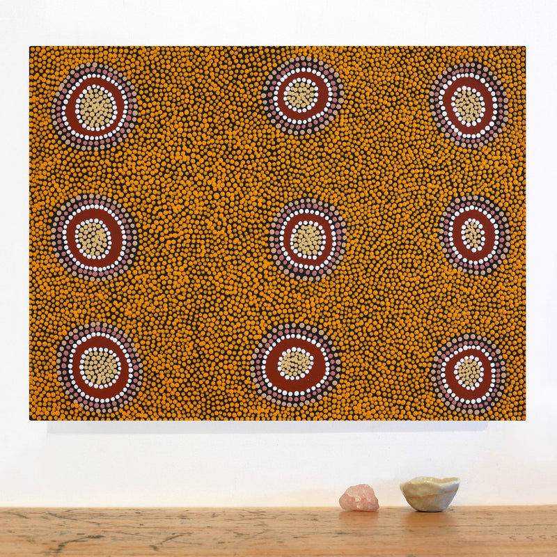 Aboriginal Artwork by Deborah Napangardi Williams, Wanakiji Jukurrpa (Bush Tomato Dreaming), 61x46cm