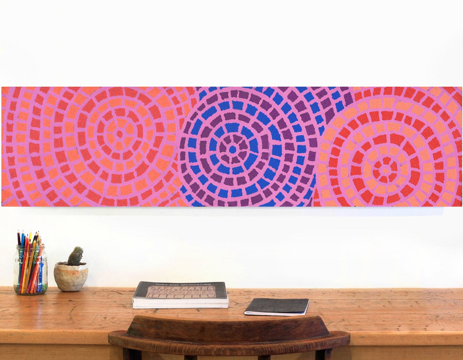 Aboriginal Artwork by Desphina Nampijinpa Brown, Mina Mina Jukurrpa (Mina Mina Dreaming) - Ngalyipi, 122x30cm