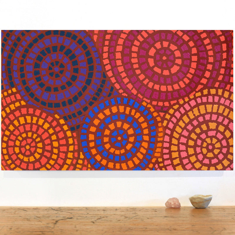 Aboriginal Artwork by Desphina Nampijinpa Brown, Mina Mina Jukurrpa (Mina Mina Dreaming) - Ngalyipi, 76x46cm