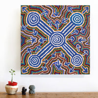 Aboriginal Artwork by Edward Jangala Robertson, Yankirri Jukurrpa (Emu Dreaming) - Ngarlikurlangu, 46x46cm