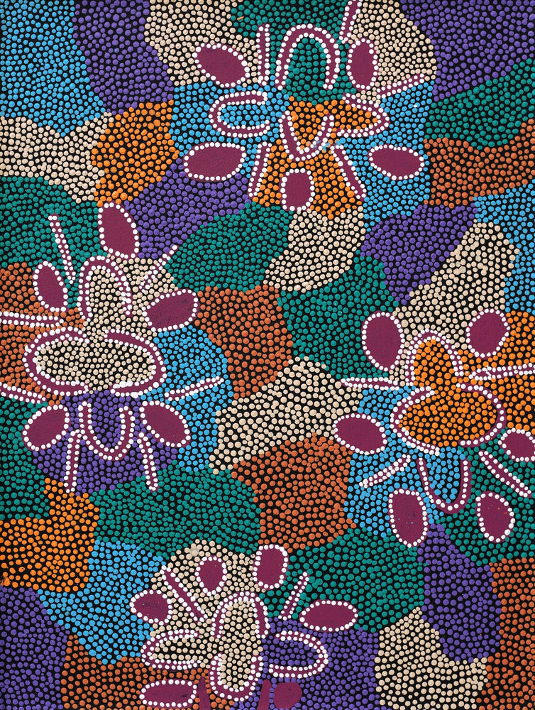 Aboriginal Artwork by Elsie Nampijinpa Moore, Karnta Jukurrpa (Womens Dreaming), 61x46cm