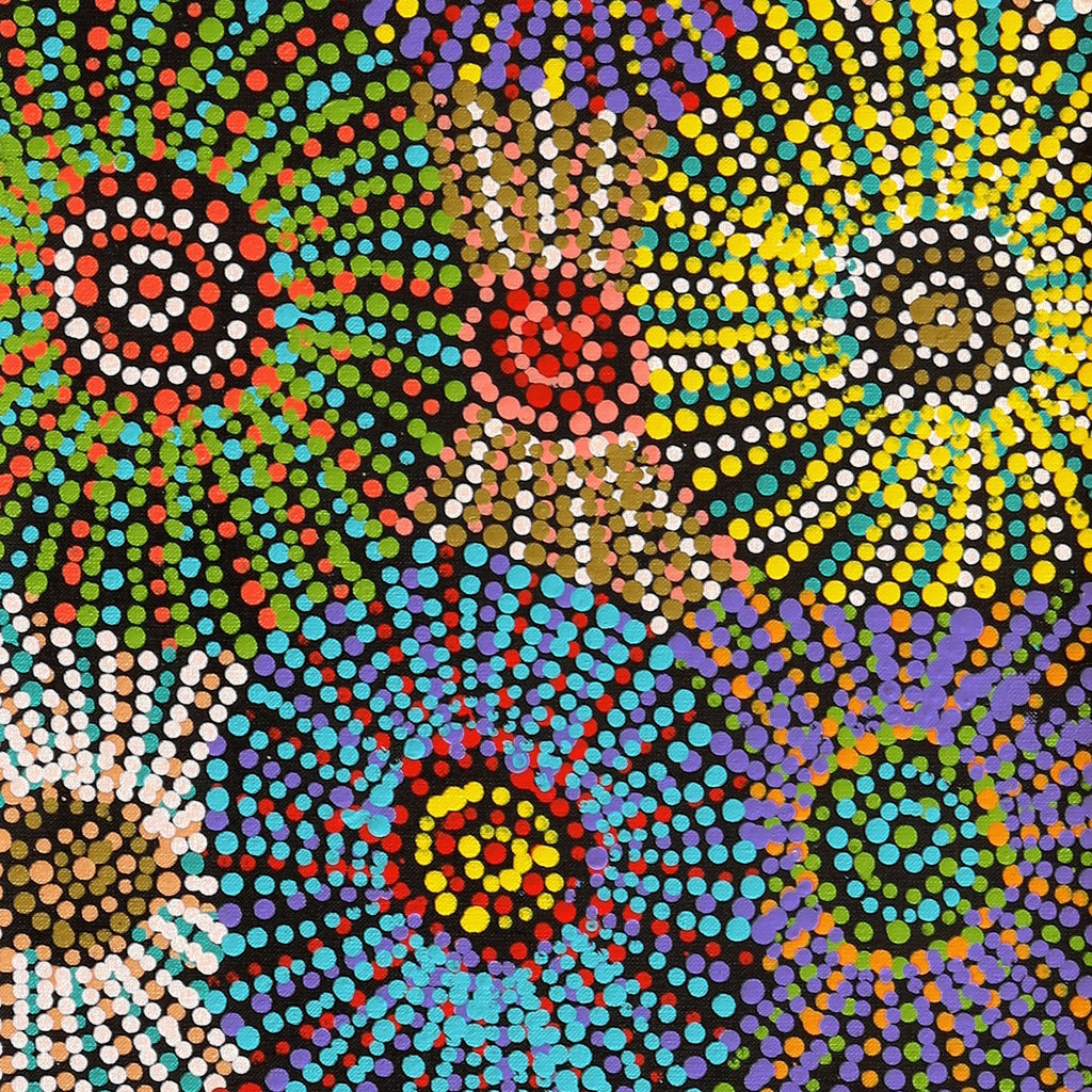 Aboriginal Artwork by Evelyn Nangala Robertson, Ngapa Jukurrpa - Puyurru, 122x30cm