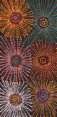 Aboriginal Artwork by Evelyn Nangala Robertson, Ngapa Jukurrpa - Puyurru, 61x30cm