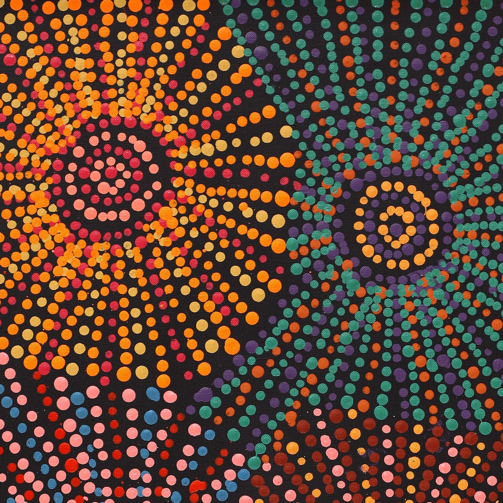 Aboriginal Artwork by Evelyn Nangala Robertson, Ngapa Jukurrpa - Puyurru, 61x30cm