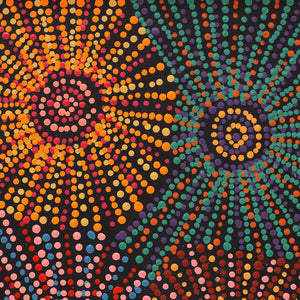 Aboriginal Art by Evelyn Nangala Robertson, Ngapa Jukurrpa - Puyurru, 61x30cm - ART ARK®