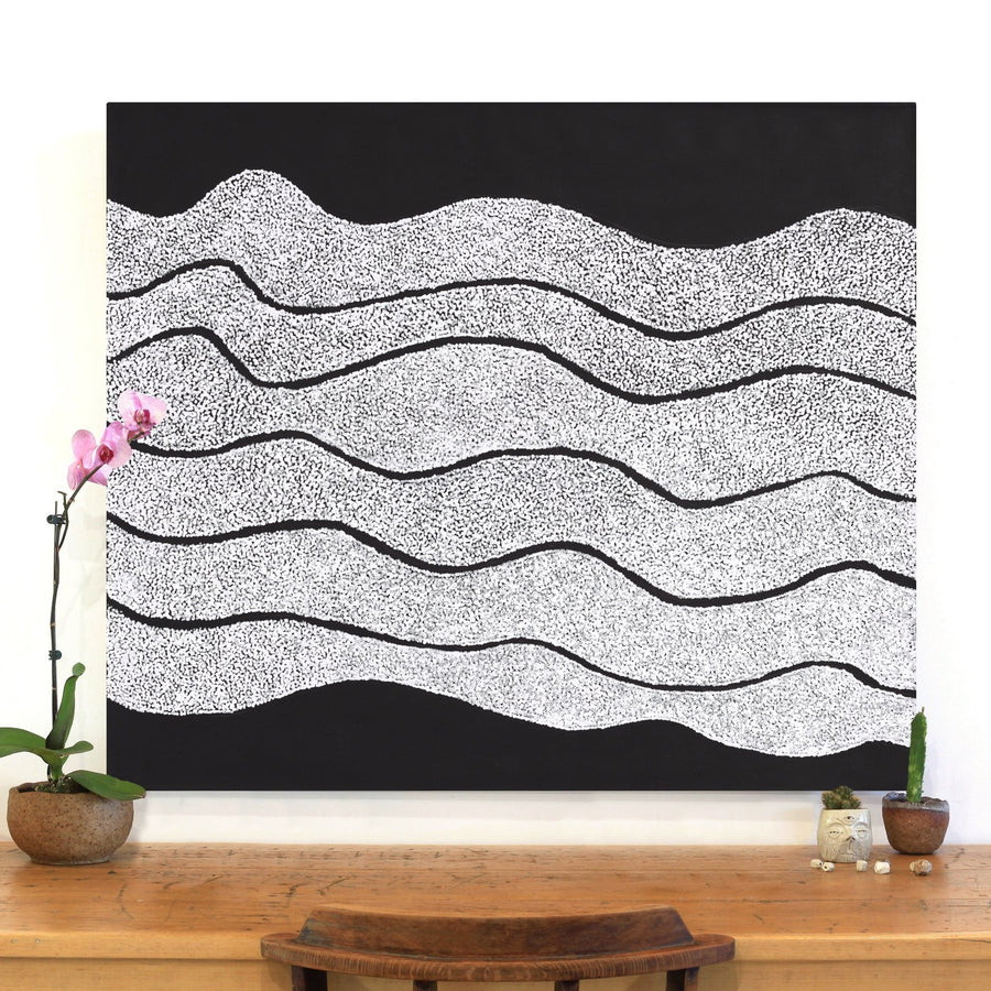 Aboriginal Artwork by Flora Nakamarra Brown, Mina Mina Jukurrpa, 107x91cm