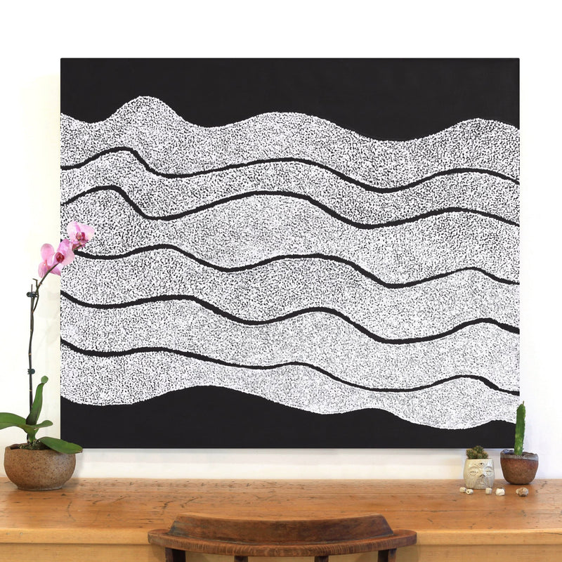 Aboriginal Artwork by Flora Nakamarra Brown, Mina Mina Jukurrpa, 107x91cm