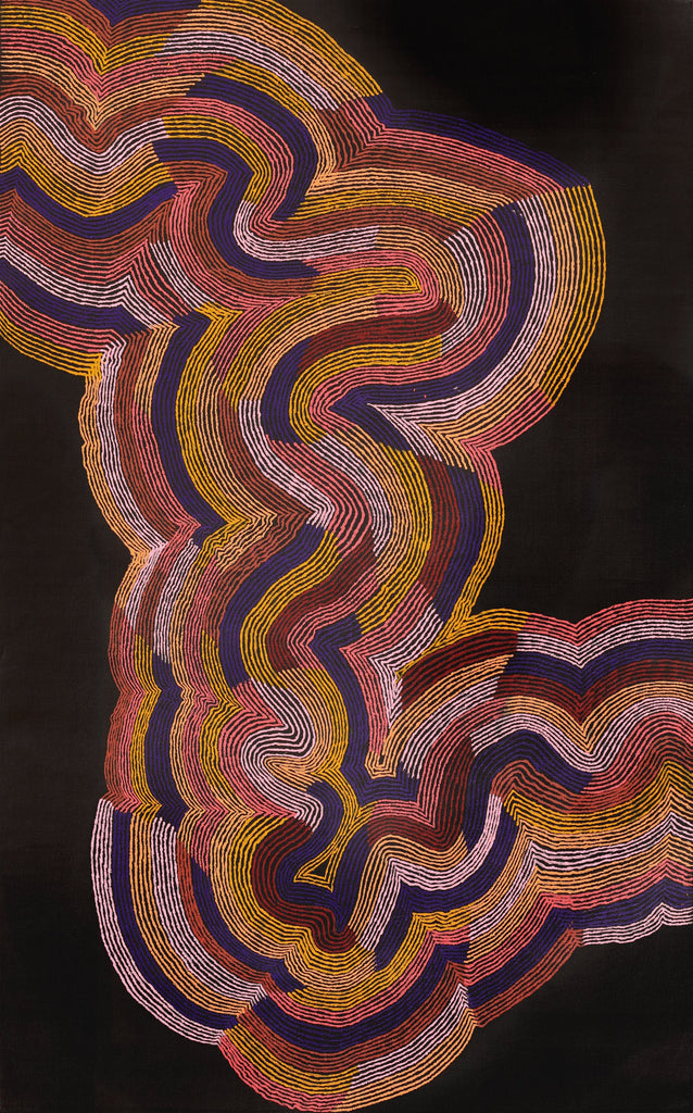 Aboriginal Artwork by Flora Nakamarra Brown, Mina Mina Jukurrpa, 122x76cm