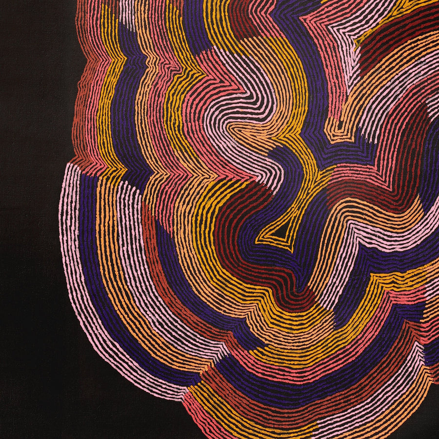 Aboriginal Artwork by Flora Nakamarra Brown, Mina Mina Jukurrpa, 122x76cm