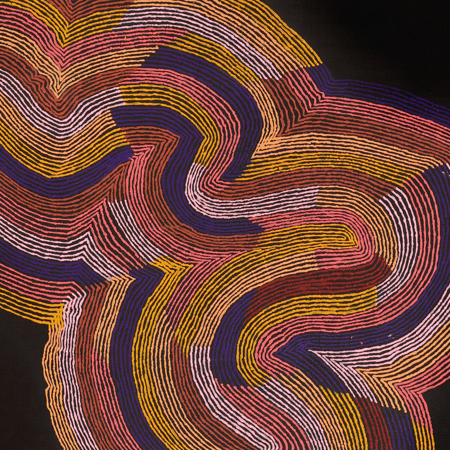 Aboriginal Artwork by Flora Nakamarra Brown, Mina Mina Jukurrpa, 122x76cm
