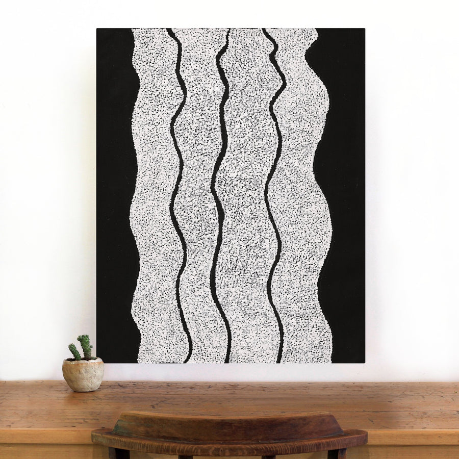 Aboriginal Artwork by Flora Nakamarra Brown, Mina Mina Jukurrpa, 76x61cm