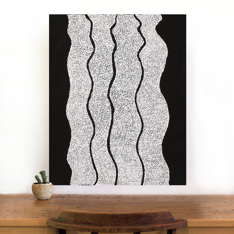 Aboriginal Artwork by Flora Nakamarra Brown, Mina Mina Jukurrpa, 76x61cm