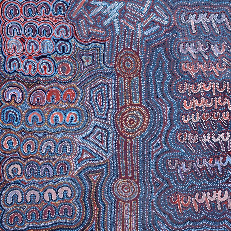 Aboriginal Artwork by Gayle Napangardi Gibson, Mina Mina Jukurrpa - Ngalyipi, 122x122cm