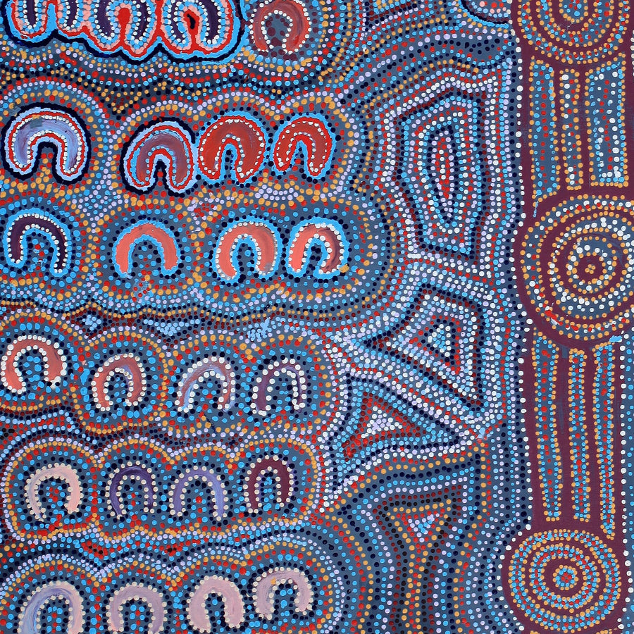 Aboriginal Artwork by Gayle Napangardi Gibson, Mina Mina Jukurrpa - Ngalyipi, 122x122cm