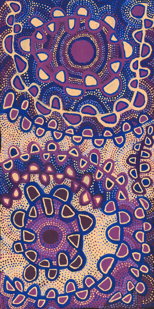 Aboriginal Artwork by Gayle Napangardi Gibson, Mina Mina Jukurrpa - Ngalyipi, 122x61cm