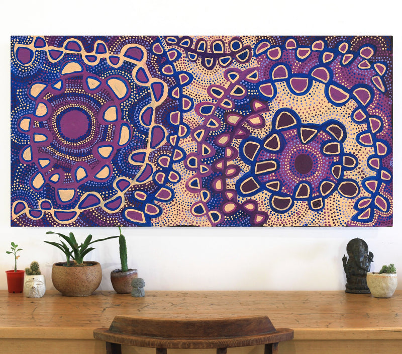 Aboriginal Artwork by Gayle Napangardi Gibson, Mina Mina Jukurrpa - Ngalyipi, 122x61cm