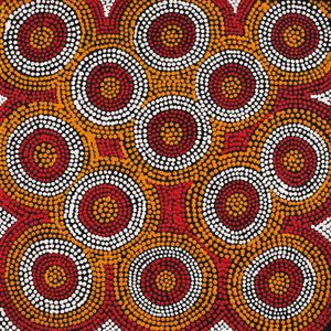 Aboriginal Art by Geraldine Napurrurla Wilson, Yawakiyi Jukurrpa (Native Currant Dreaming), 46x46cm - ART ARK®