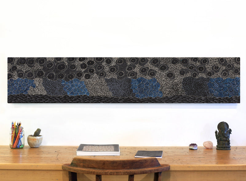 Aboriginal Artwork by Grace Napangardi Butcher, Pikilyi Jukurrpa (Vaughan Springs Dreaming), 152x30cm