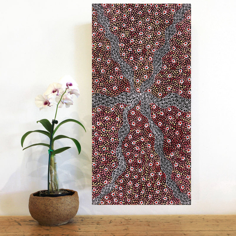 Aboriginal Artwork by Grace Napangardi Butcher, Pikilyi Jukurrpa (Vaughan Springs Dreaming), 61x30cm
