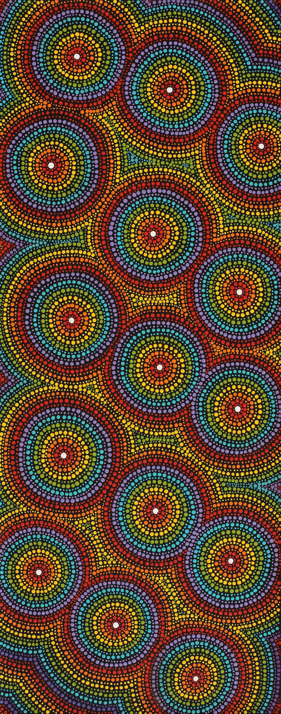 Aboriginal Artwork by Gwendolyn Nangala Martin, Ngapa Jukurrpa (Water Dreaming) - Puyurru, 76x30cm