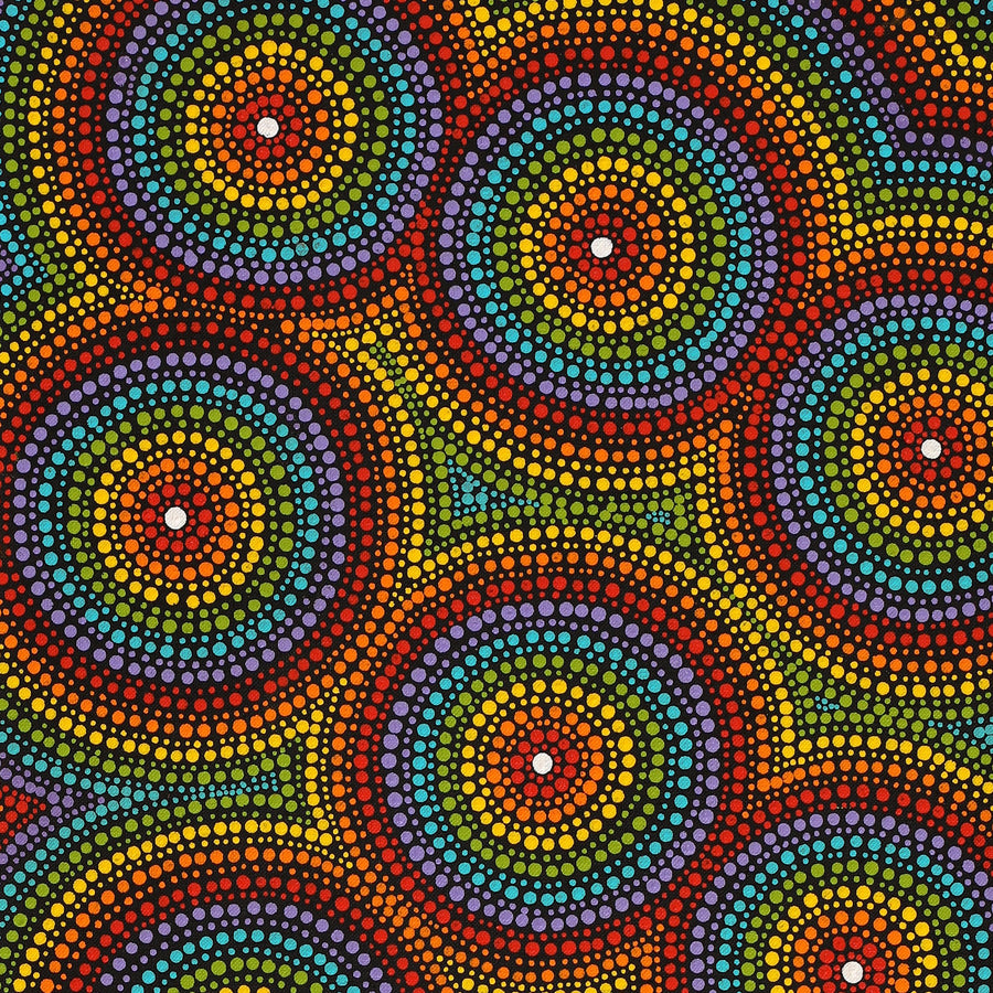 Aboriginal Artwork by Gwendolyn Nangala Martin, Ngapa Jukurrpa (Water Dreaming) - Puyurru, 76x30cm