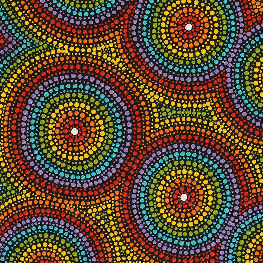 Aboriginal Artwork by Gwendolyn Nangala Martin, Ngapa Jukurrpa (Water Dreaming) - Puyurru, 76x30cm