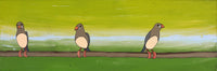 Aboriginal Artwork by Jason Japaljarri Woods, Jurlpu kuja kalu nyinami Yurntumu-wana (Birds that live around Yuendumu), 91x30cm