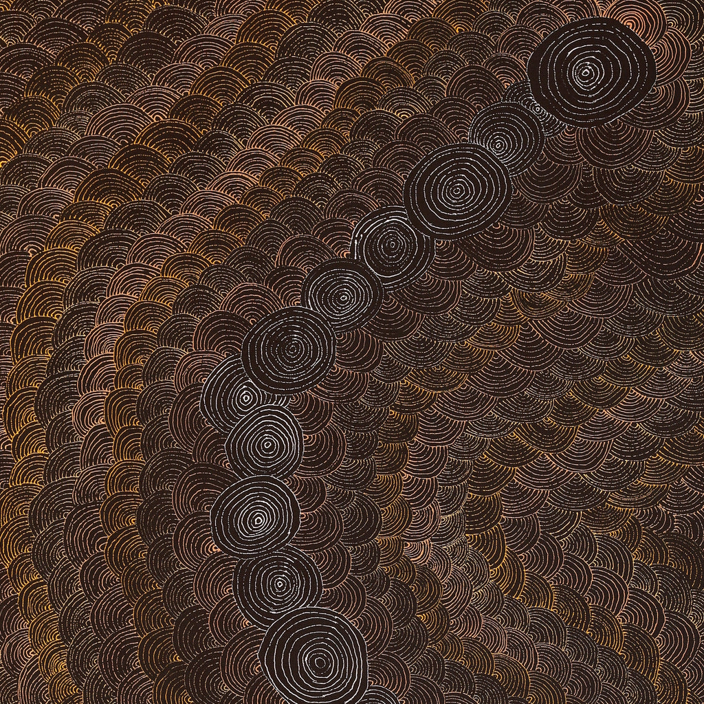 Aboriginal Artwork by Jason Japaljarri Woods, Watiya-warnu Jukurrpa (Seed Dreaming), 107x61cm