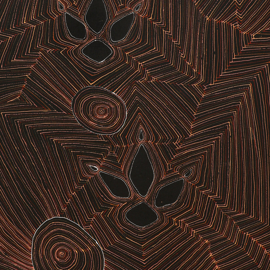 Aboriginal Artwork by Jason Japaljarri Woods, Yankirri Jukurrpa (Emu Dreaming) - Ngarlikirlangu, 122x61cm