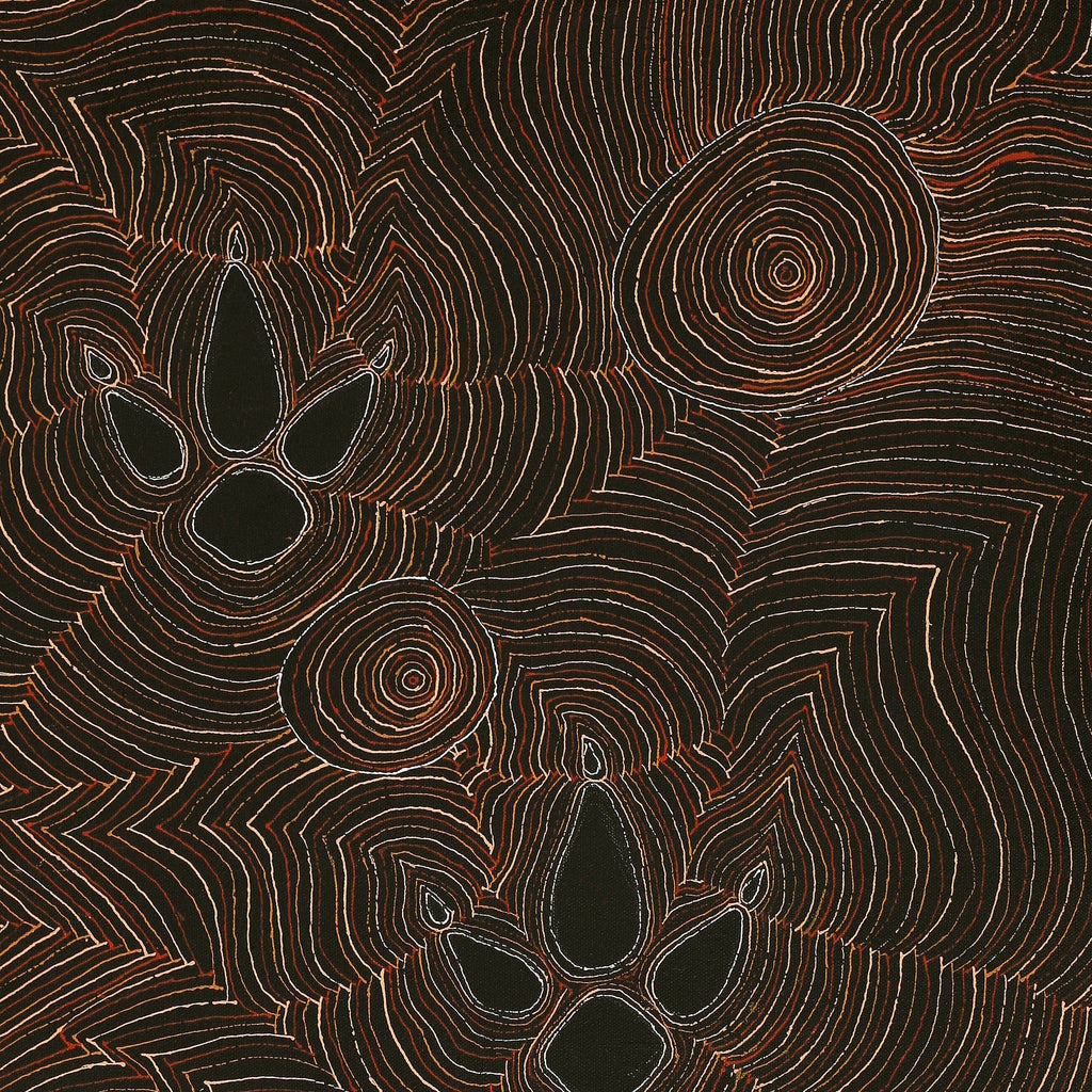 Aboriginal Artwork by Jason Japaljarri Woods, Yankirri Jukurrpa (Emu Dreaming) - Ngarlikirlangu, 76x46cm