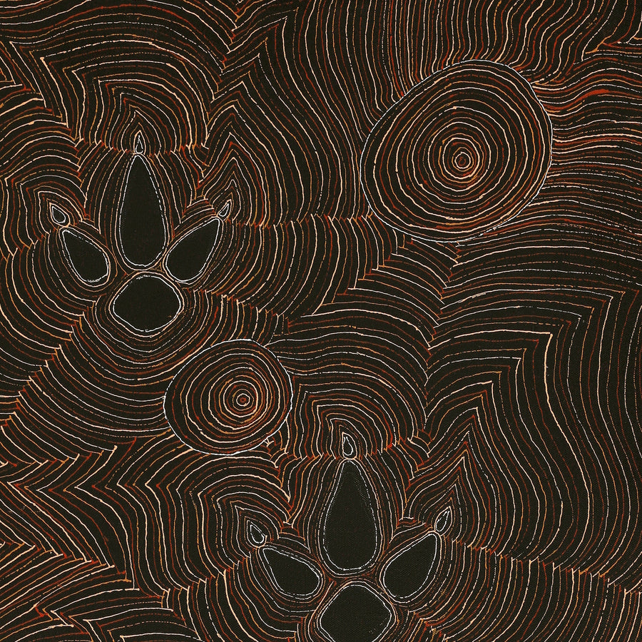 Aboriginal Artwork by Jason Japaljarri Woods, Yankirri Jukurrpa (Emu Dreaming) - Ngarlikirlangu, 76x46cm