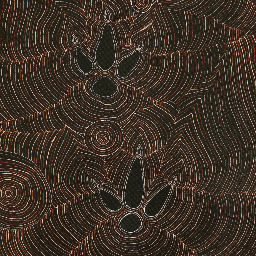 Aboriginal Artwork by Jason Japaljarri Woods, Yankirri Jukurrpa (Emu Dreaming) - Ngarlikirlangu, 76x46cm - ART ARK®