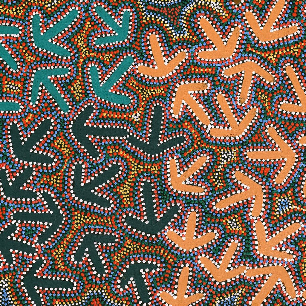 Aboriginal Art by Jeffrey Jangala Gallagher, Yankirri Jukurrpa (Emu Dreaming) - Ngarlikurlangu, 107x76cm - ART ARK®